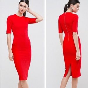ASOS Red Tall Structured Midi Dress